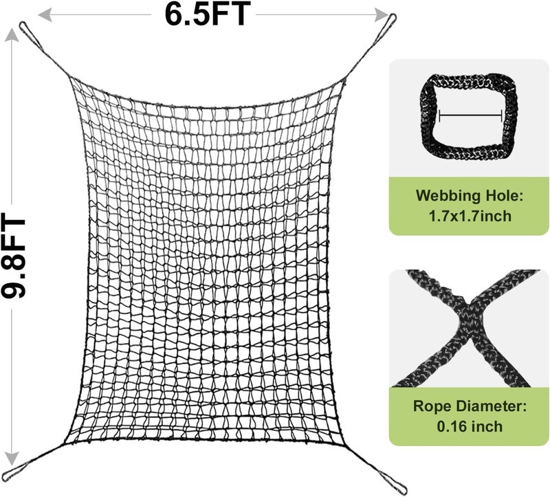 nets Tribe Kids Climbing Cargo Net, 6.5 * 9.8 ft Playground Safety Net, Polyester Double Layers Net Bridge for Inside, Outside, Backyard,Tree House, Obstacle Training, Monkey Bar, Black (6.5 * 9.8) - Image 2